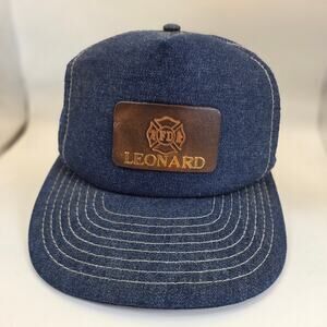 Vintage Leonard FD Fire Department Mesh Snapback Trucker Hat Designer Award
